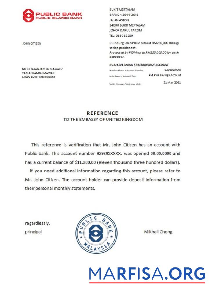 Downloadable Malaysia Public bank reference template